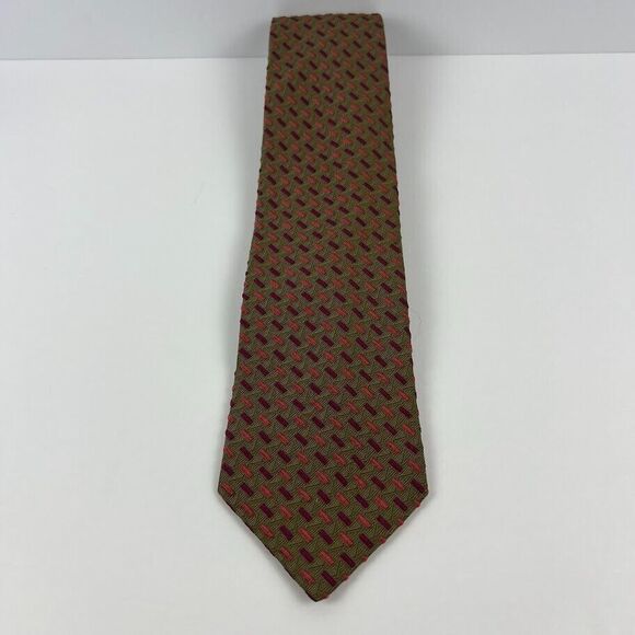Ermenegildo Zegna Other - Ermenegildo Zegna Men's Textured Tie Pink‎ Purple Brown Geometric Design